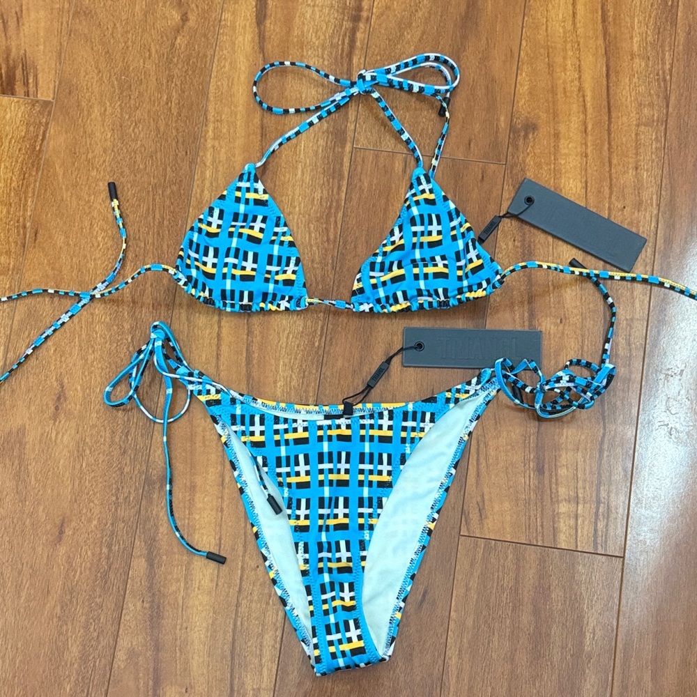 Triangl Swimwear Blue and Yellow Plaid Bikini